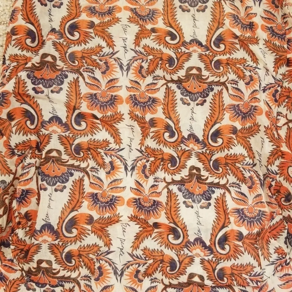 FREE PEOPLE Orange/Navy Print Cloth Bag